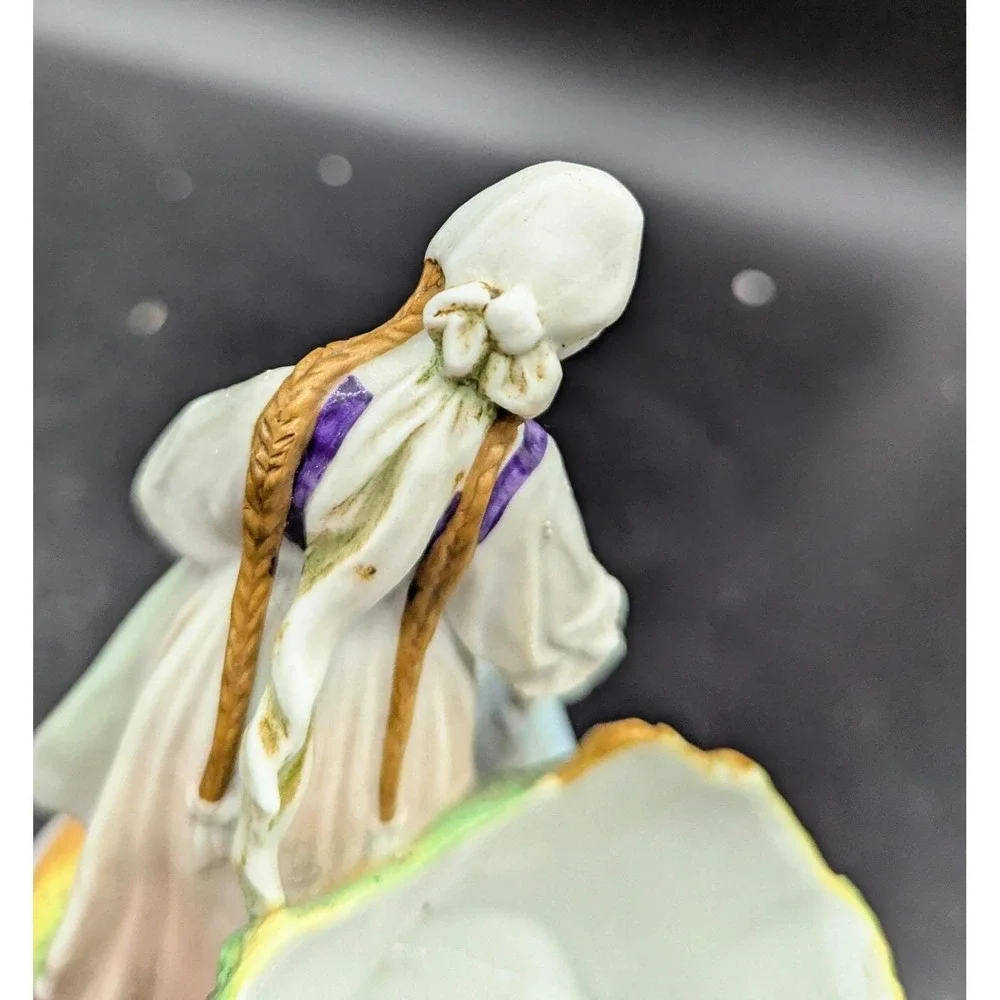 Antique Porcelain Lady With Watering Can Planter Spill Vase 6.5